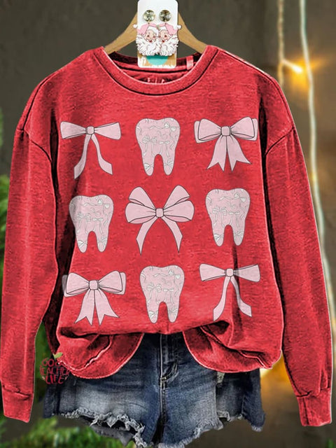 Christmas Coquette Pink Teeth Dental Casual  Sweatshirt