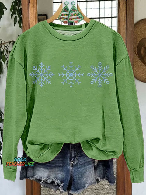 Snowflakes Winter Christmas Casual Print Sweatshirt