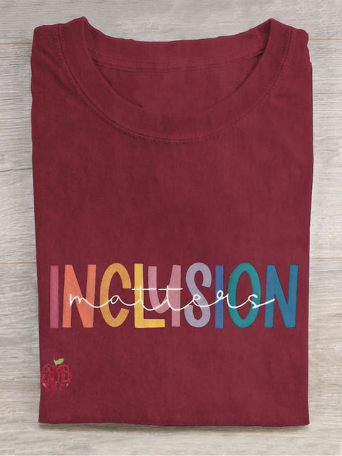 Inclusion Matters Special Education Mindfulness Autism Awareness Casual Print T-shirt