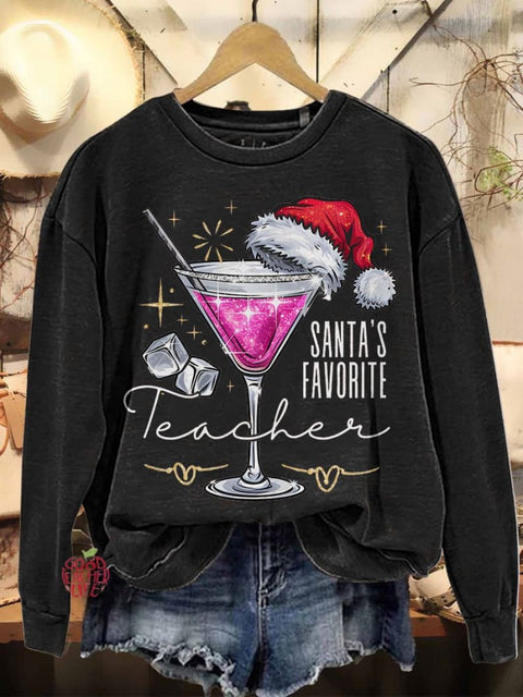 Santa's Favorite Teacher Ugly Christmas Casual Sweatshirt