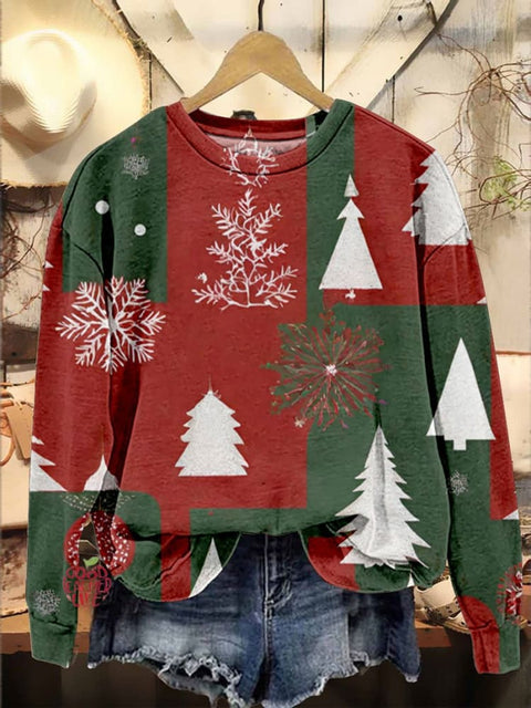 Christmas Tree Holiday Casual Print Sweatshirt