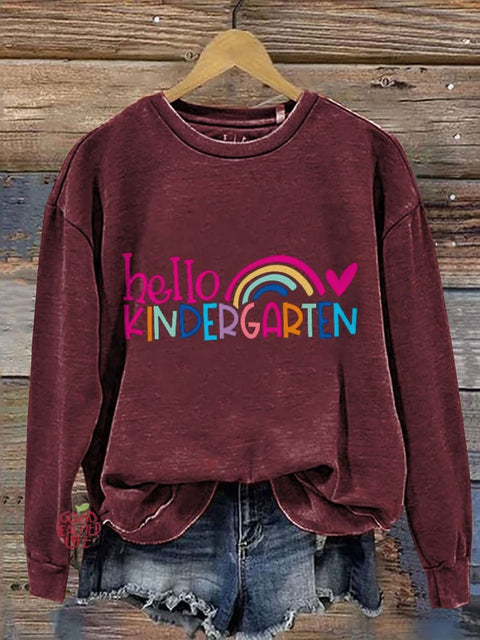 Hello Kindergarten Student First Day of School Casual Print Sweatshirt