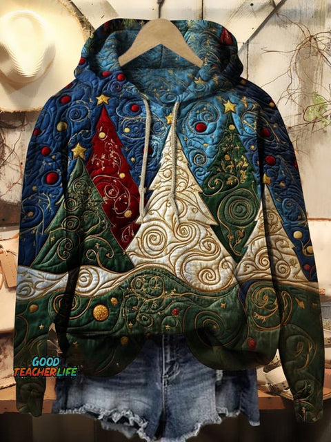 Women's Christmas Tree Textured Pattern Prints Casual Sweatshirt