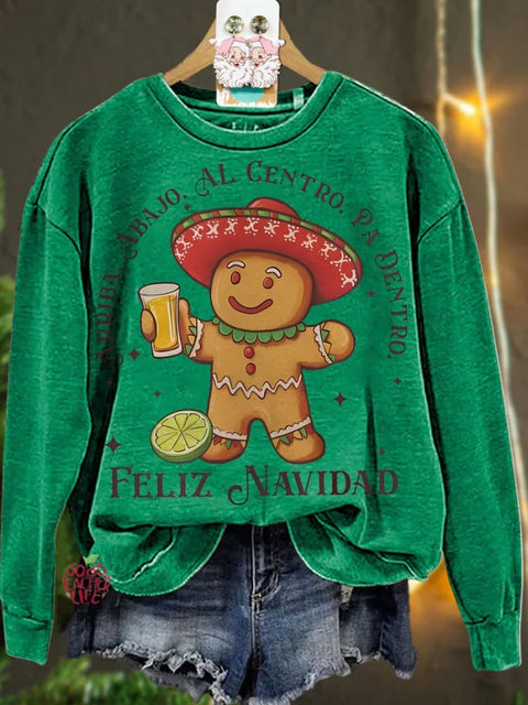 Christmas Arriba Abajo Al Centro Pa Dentro Gingerbread Casual  Sweatshirt