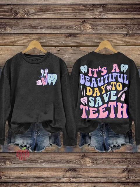 Christmas It's A Beautiful Day To Save Teeth Casual  Sweatshirt