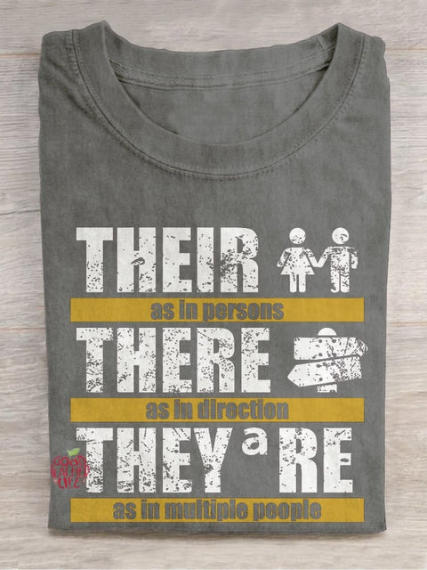 Their There They're Grammar Casual Print T-shirt