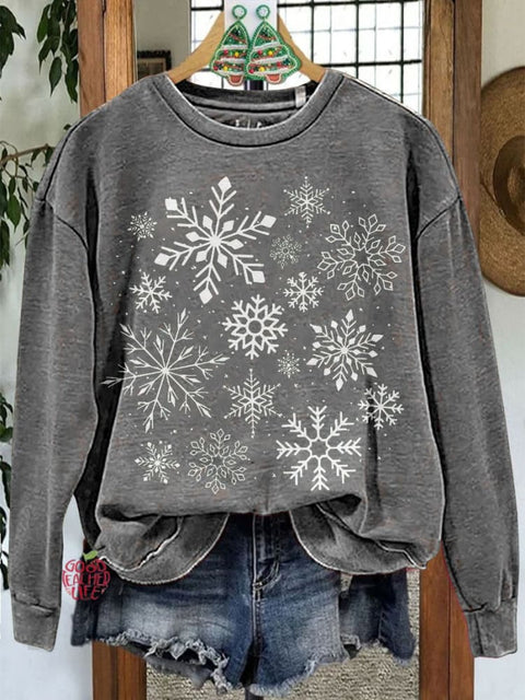 Snowflake Christmas Casual Print Sweatshirt