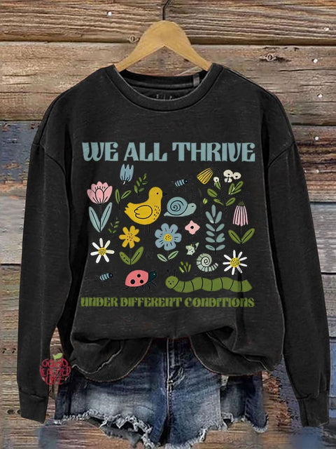 We All Therive Special Education Mental Health Casual Print Sweatshirt