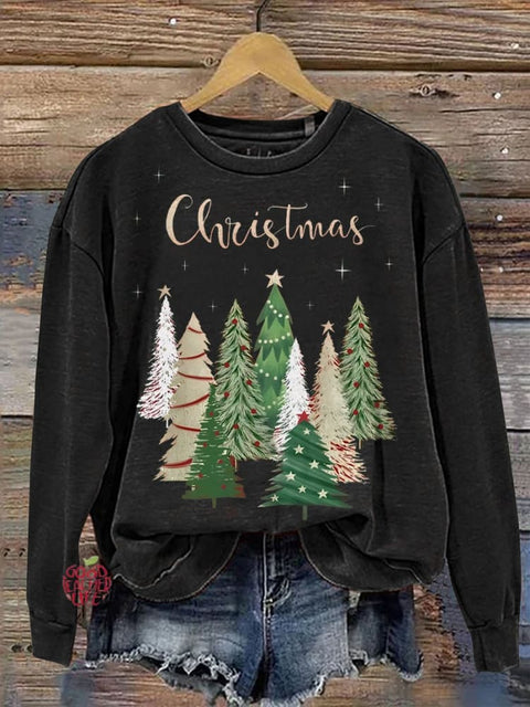 Christmas Tree Print Casual Sweatshirt