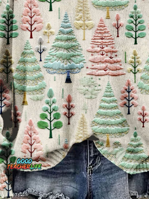 Christmas Gift Christmas Tree Art Print Knit Pullover Sweater