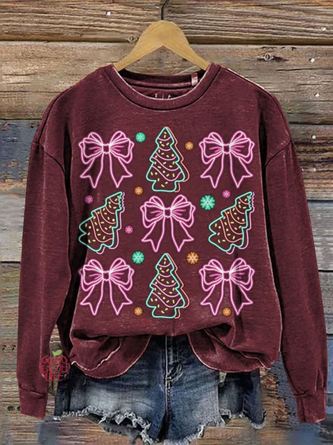 Neon Coquette Christmas Neon Casual Print Sweatshirt