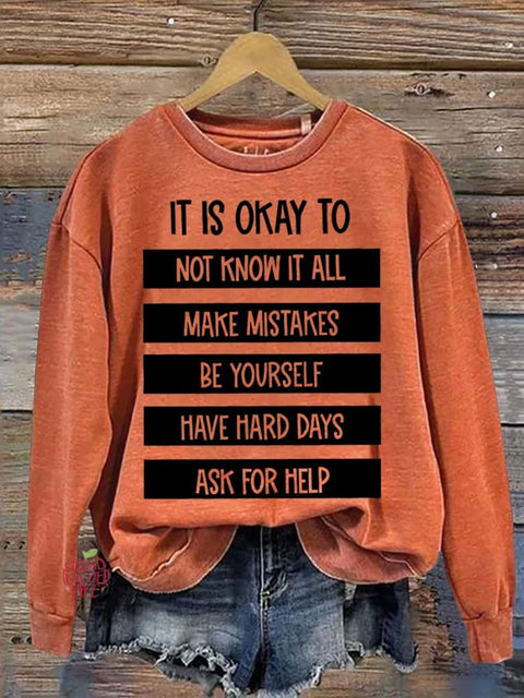 It Is Okay To Do Teacher Casual Print Sweatshirt