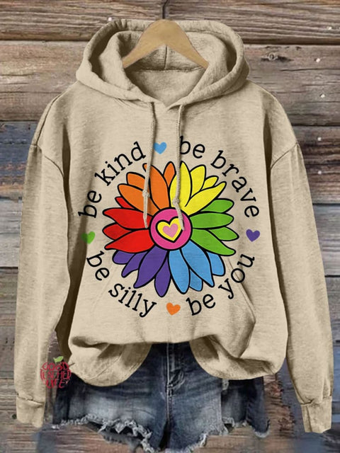 Be Kind Be Brave Be Silly Be You Print Casual Hoodie Sweatshirt