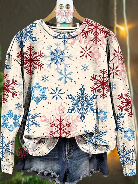 Christmas Blue and red snowflakes Casual  Sweatshirt