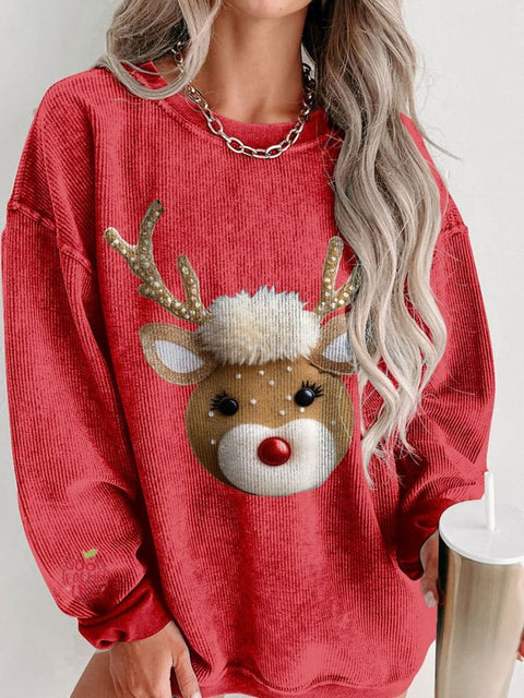 Women's Merry Christmas Classic Elk Casual Print Shirt