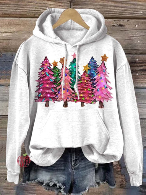 Lovely Christmas Tree Art Print Casual Hoodie Sweatshirt