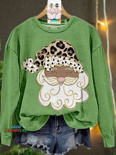 Glitter Santa Christmas Santa Casual Sweatshirt