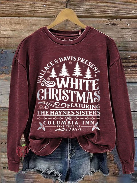 White Christmas  Cozy  Christmas Print Casual  Sweatshirt