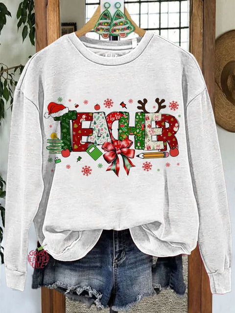 Teacher Christmas Coquette Casual Sweatshirt