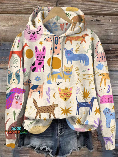 Lovely Cartoon Dog Pattern Printed Casual Sweatshirt