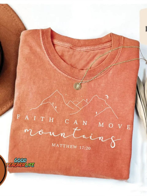 Faith Can Move Mountains Print Casual Sweatshirt