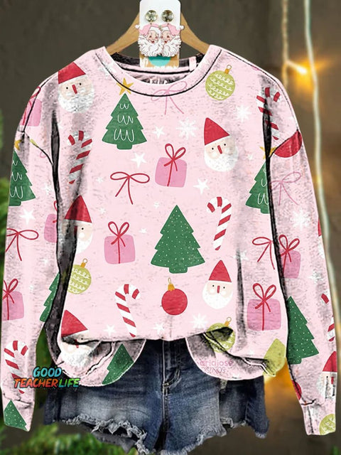 Merry Christmas Christmas tree Santa Claus Candy cane Casual  Sweatshirt