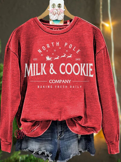 Christmas North Pole Milk and Cookie Casual  Sweatshirt