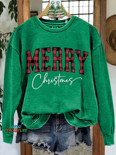 Merry Christmas Casual Print Sweatshirt