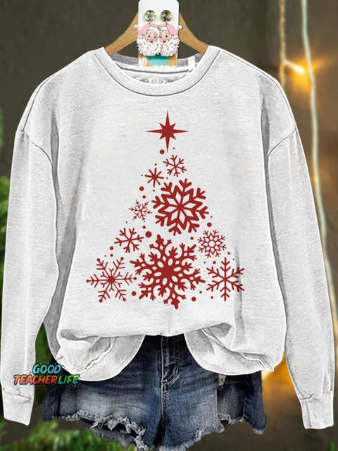 Christmas Snowflake Christmas Tree Casual  Sweatshirt