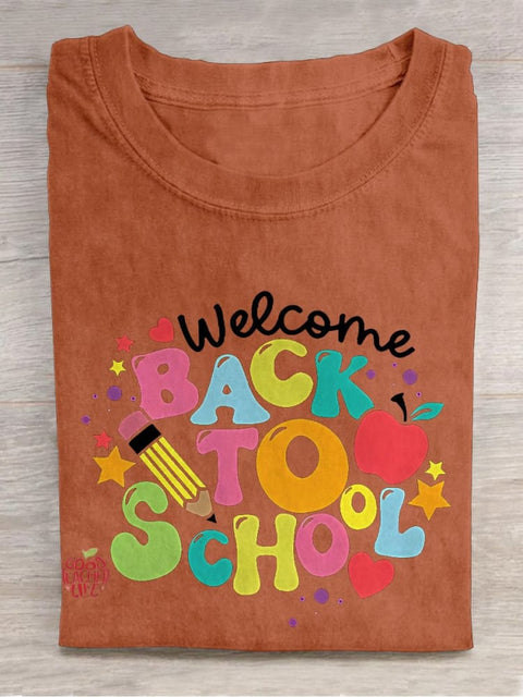 Welcome Back To School Teacher Casual Print T-shirt