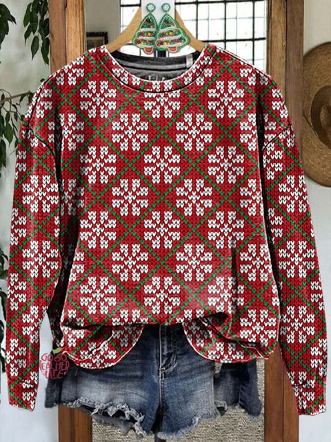 Merry Christmas check Diamond lattice Casual  Sweatshirt