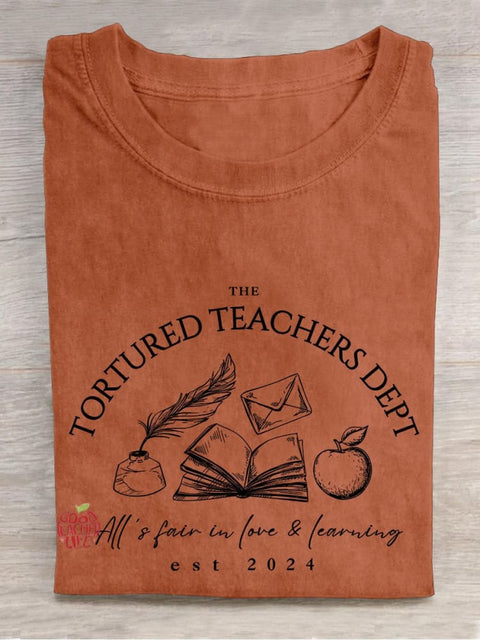 The Tortured Teachers Department Apple Casual Print T-shirt