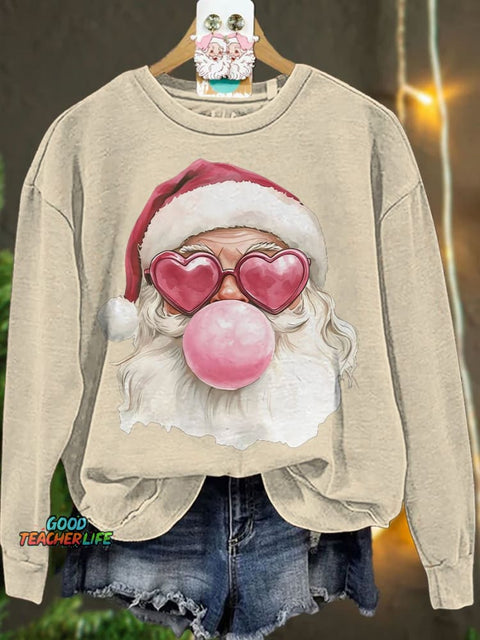 Santa Bubble Gum Christmas Casual Sweatshirt