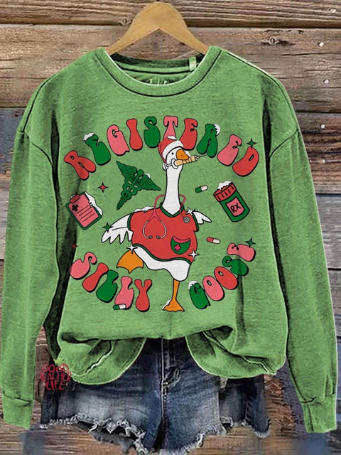 Christmas Nurse Silly Goose Casual  Sweatshirt