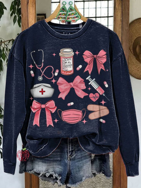 Work Cute Nurse Coquette Bow Casual Sweatshirt