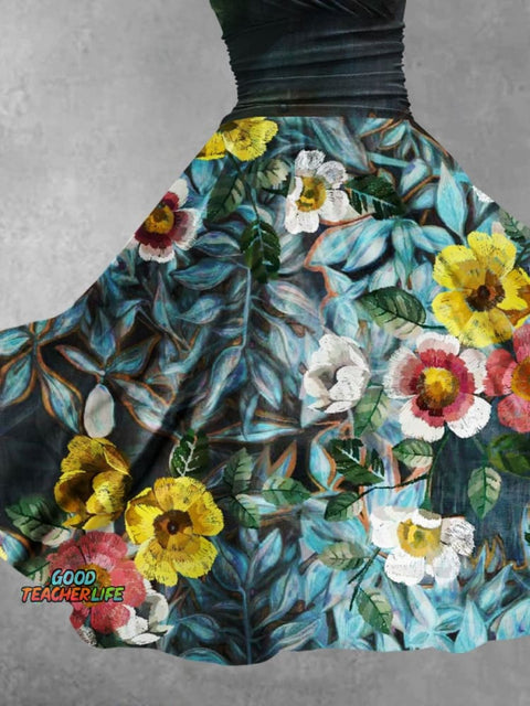Women's Floral Flowers Art Print Design Maxi Dress