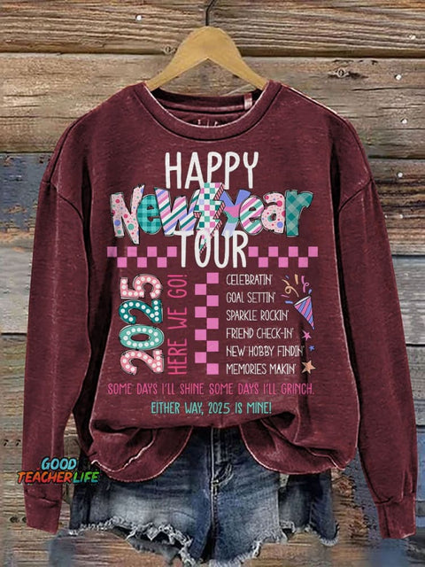 Happy New Year Tour 2025 Casual Print Sweatshirt