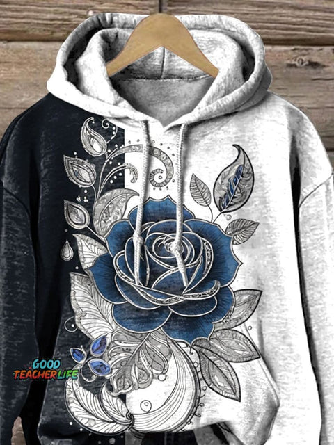 Romantic Rose Graphic Printed Casual Sweatshirt