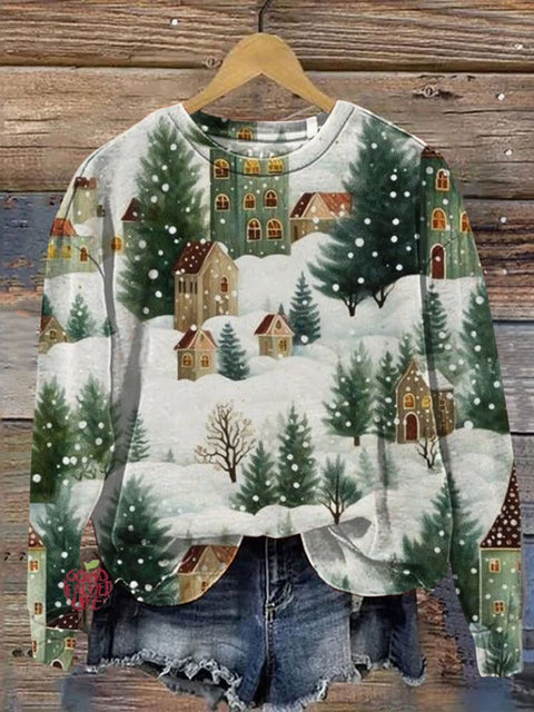 Christmas Snow Scenery Art Print Casual Sweatshirt