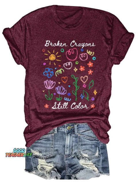 Broken Crayons Still Color Print T-shirt