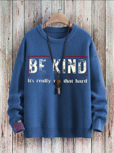 Be Kind It's Really Not That Hard Art Pattern Print Casual Knit Pullover Sweater