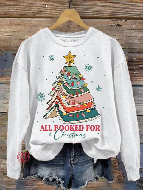 Women's All Booked For Christmas Print Casual Sweatshirt