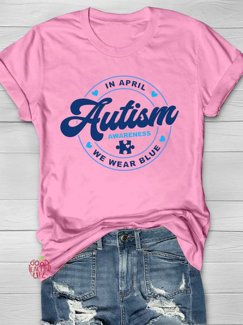 Wear Blue for Autism Awareness Printing T-shirt