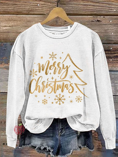 Merry Christmas Casual Print Sweatshirt