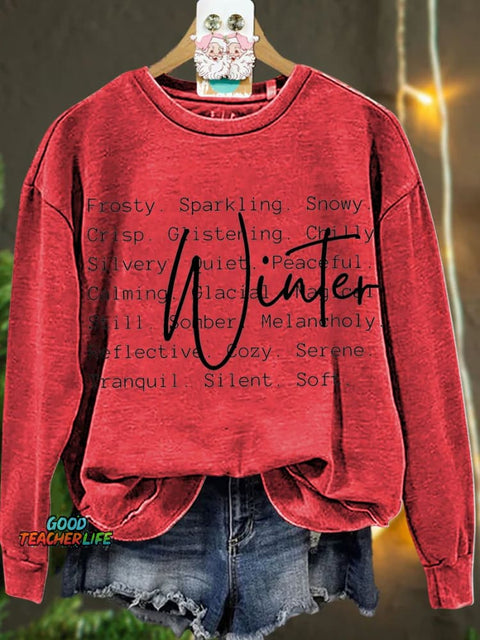 Christmas Winter Words Snow Season Casual  Sweatshirt
