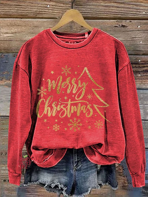 Merry Christmas Casual Print Sweatshirt