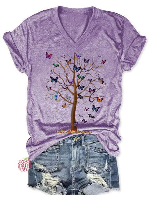 Butterfly Tree Art Casual T-shirt