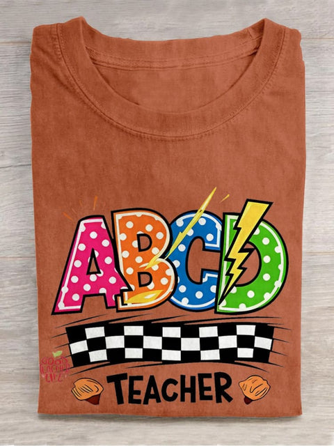 ABCD Teacher Casual Print T-shirt