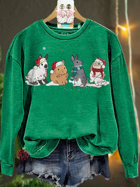 Christmas Cute Rabbit Casual  Sweatshirt