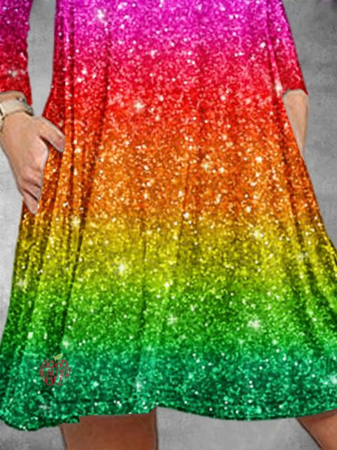 Women's Lgbt Rainbow Gradient Art Print Dress